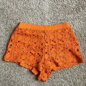 Zara Orange Knit Shorts